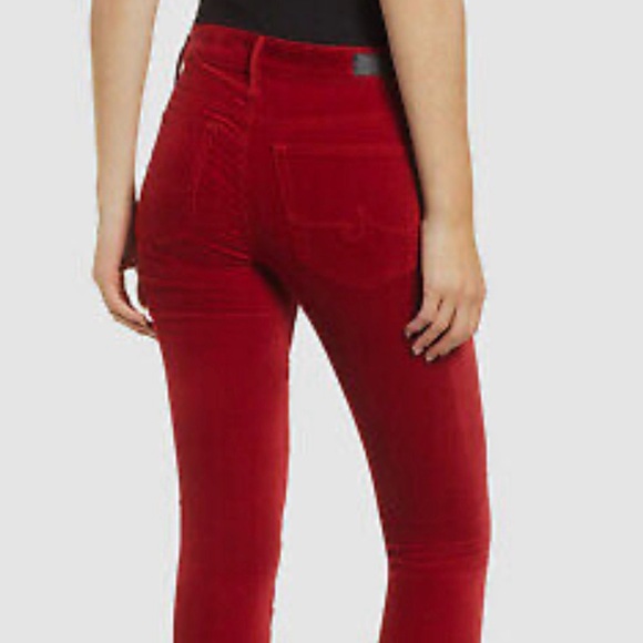 AG Farrah Skinny Red Velvet Jeans - Picture 2 of 16